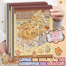 Livro de Adesivos PET Pré-Cortado Montagem Cenário 3D Miniatura 20 Temas Capivara Brinquedo Educativo DIY Infantil