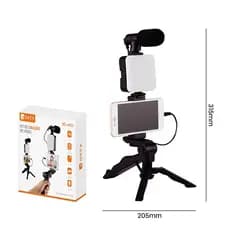 ONEX Kit de Criação de Vídeo para Celular com Tripé, Microfone e Luz LED para Lives