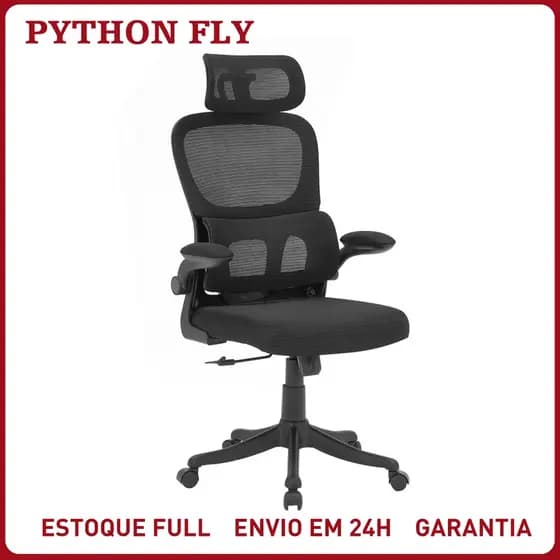 Cadeira de Escritório Ergonômica Com Apoio Lombar e Apoio de Cabeça Cinza com estofado de mesh