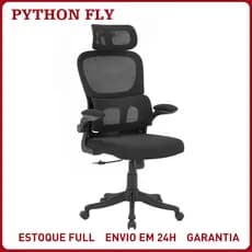 Cadeira de Escritório Ergonômica Com Apoio Lombar e Apoio de Cabeça Cinza com estofado de mesh