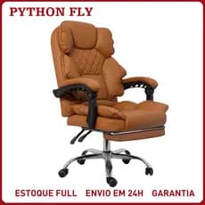 Cadeira de Escritório Ergonômica Presidente, Giratória com Apoio de Pés, Ajuste de Encosto Reclinável e Altura