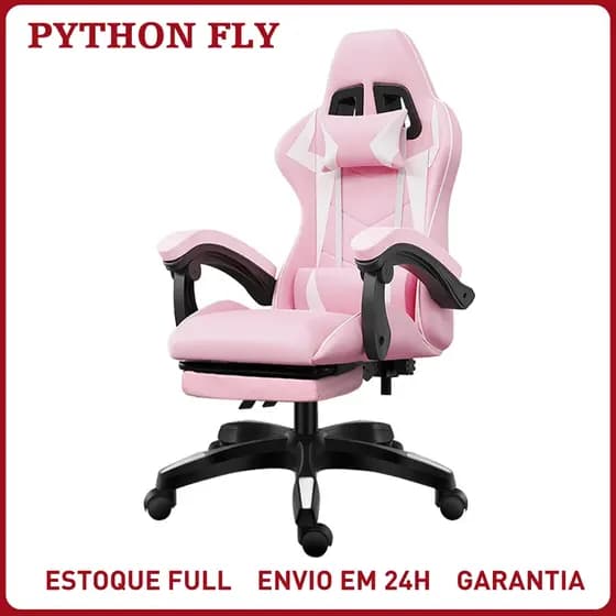 Cadeira Gamer Ergonômica Reclinável com Apoio de Pés Ajustável e Base Giratória – Máximo Conforto para Longas Sessões de