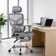 Cadeira De Escritório Ergonômica Presidente Tela Mesh Reclinável Com Apoio De Pés E Lombar 120kg