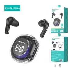 Fone De Ouvido Bluetooth 5.4 Intra Aurricular Transparente Com Display - ST-159A