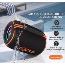 Caixa De Som Bluetooth A'Gold SM-33 Potente Prova D'água | Caixa de som SM-33 GOLD 15W