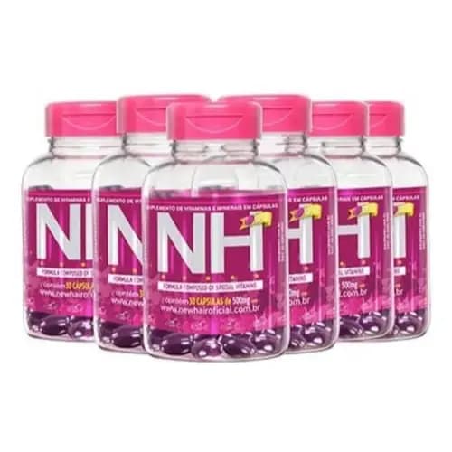 Combo 6 potes NH New Hair 30 comprimidos (Vitamina p cabelos) - Crescimento capilar, combate a queda