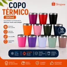 Copo Térmico Inox 260ml com Tampa | Mantém Gelado e Quente | Parede Dupla