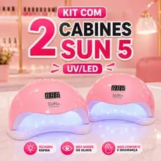 Kit 2 Cabines Sun 5 Luminária Lanterna Clip Led Uv Secagem Unha Gel