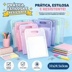 4-UN Pasta Arquivo Organizadora Expansível Divisórias Documentos 13 divisorias Arquivos Sanfonada