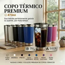 Copo Térmico 473ml com Tampa e Abridor de Garrafa Kit Premium, Mantém Bebida Gelada ou Quente