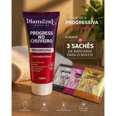 Progressiva de Chuveiro Diamond 100g | Alisamento sem Formol | Liso Natural | Reduz Frizz e Volume do Cabelo em 10 mim