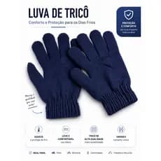 Luva de Frio de Tricô Preta Unissex Para o Inverno | Luva Térmica, Macia e Confortável