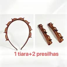 kit 3 Tiara com Presilha Acessórios de Cabelo Feminino – Clipes de Trança com Resina e Design Oco