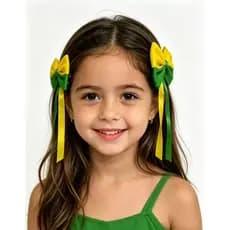 kit com 2 unidades Laço de cabelo priselha cores do Brasil bandeira copa do mundo 2026