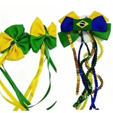 kit com 3 unidades Laço de cabelo o cores do Brasil bandeira copa do mundo 2026