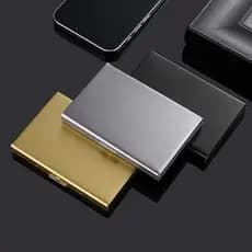 Porta-cartões de metal antimagnético com bloqueio RFID, para mulheres e homens