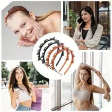 Tiara com Presilhas Ondulada Preta e Marrom Para Cabelo Grosso Não Escorrega Flexível Inquebrável