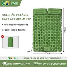 Colchão Inflável Automático De Casal Sleeping Pad Ar Externo Portátil De Acampamento 200*120*5 Cm Com Travesseiro