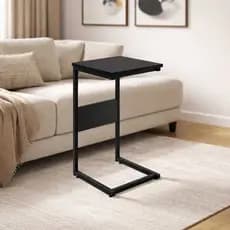 Mesa Lateral Quadrada De Canto Para Sala E Quarto Cor Preta