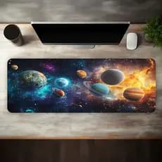Mousepad Grande Universo Planetas Anelados Base Antiderrapante Superfície Lisa Alta Precisão para PC Notebook