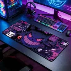 Mousepad Grande Personagem Pokémon Fantasma Gengar Base Antiderrapante Alta Precisão para PC e Notebook Gamer