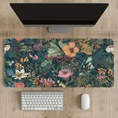 Mousepad Decorativo Floral Retro Grande Superfície Lisa Base Antiderrapante Ideal para Trabalho e Jogos