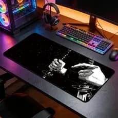 Mousepad Grande Desenho Minimalista de Guerreiro com Lâmina Base Antiderrapante Alta Precisão para PC Notebook