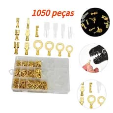 KIT 1050pçs Terminais Pá 2,8/4,8/6,3mm Macho Fêmea Isolados c/ Caixa Organizadora