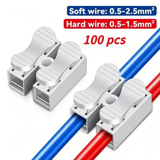 Kit 100 Peças Conector Emenda Ch 2 Vias 10a Cabo 0,5-2,5mm²