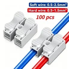 Kit 100 Peças Conector Emenda Ch 2 Vias 10a Cabo 0,5-2,5mm²