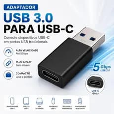 Adaptador OTG USB 3.0 Para USB-C Fêmea Alta Velocidade 5Gbps SSD Pendrive Teclado Mouse