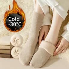 Kit 1/2/3/5 Pares de Meias/Meias Soquete Térmica Grossa Flanelada Fleece Inverno Frio Intenso