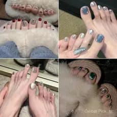 12 peças de adesivos para unhas dos pés feitos à mão, unhas postiças, novo produto de verão de 2026, adesivos para unhas
