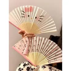 Gatinho bonito dos desenhos animados portátil dobrável pequeno ventilador estudante Carry-on foto dança fã verão ventila