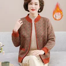 Mulheres idosas de meia-idade estilo ocidental casaco feminino pequena camisa capa barriga mãe tia idosos moda malhas fe