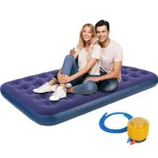 Colchão Inflável Solteiro Suporta Até 150kg Camping Praia + Bomba de Ar Manual