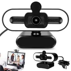 Webcam USB 2K com Microfone - Foco Automático e Ângulo Amplio, Compatibilidade Universal