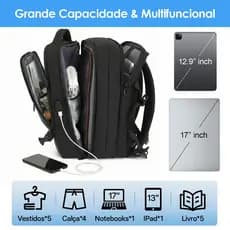 Mochila de Viagem MascuIina e Feminina ImpermeaveI Reforçada Executiva para Notebook