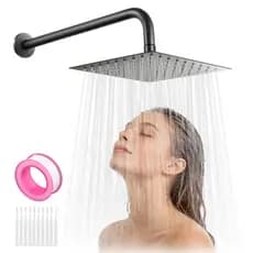 Chuveiro Ducha 20x20 Preto Inox 304 Quadrado Banheiro Piscina Area Externa
