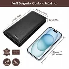 Carteira Masculina em Couro Legítimo Slim com Caixa de Presente,Ideal para o dia a dia ou presentear que