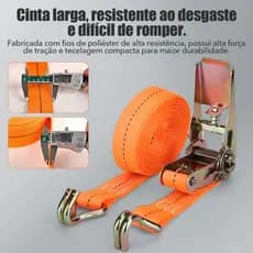 Jogo Cinta Amarração Catraca Aço 2,5cmx5m Resistente 800kg para Transporte Carga Moto Mudança