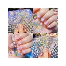 Adesivos de manicure luminosos de desenho animado, padrão fofo de desenho animado 3D, à prova d'água, adesivos de manicu