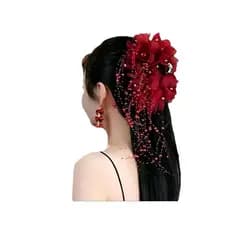 Acessórios para o cabelo clipe de tubarão de meia-idade idosos vermelho borla clipe Xiaohongshu mesmo estilo acessórios