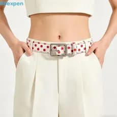 EXPEN1 Cinto Polk Dot , Feminino Com Fivela De Pino Y2K De Couro Estilo Étnico PU