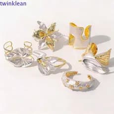 Pulseira De Metal Com Flor 3D TWINKLEAN , Braçadeira Ajustável De Íris Boêmia , Braço Dourada De Folha Exagerada