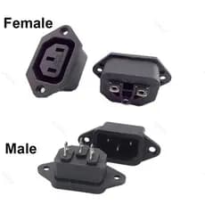 IEC320 C13 Tomada Ca Elétrica 3 Fêmea Macho Conector De Entrada 3 Pinos Soquete Montagem BR16B