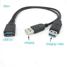 30cm USB 3.0 Fêmea Para Duplo 2 2.0 3.0 Macho Fonte De Alimentação Dados Y Cabo De Carregamento BR16B3