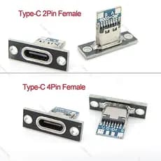 Tipo-C USB Jack 3.1 2Pin 4Pin Conector Fêmea Porta De Carregamento 3.1 Soquete Placa De Fixação BR16B3
