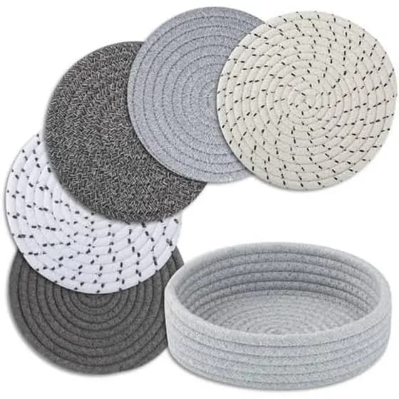 Trivets Para Pratos Quentes , Panelas E Frigideiras , Almofadas Com Cesta De Armazenamento , Porta-Cozinha , Tapete Resi
