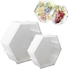 2 Unidades De Moldes Grandes De Silicone Para Resina , Hexagonais De 9 Polegadas E 7 , Molde De Profunda Hexagonal Epóxi